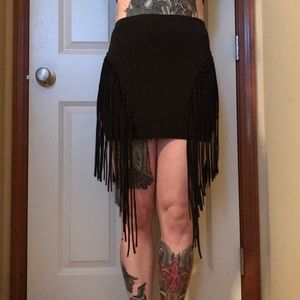 ASOS black fringe bodycon miniskirt